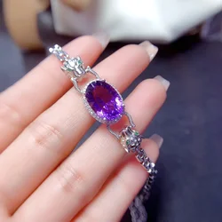 FS S925 Sterling Silver Natural Amethyst/Topaz/Ametrine Bracelet With Certificate Fine Charm Wedding Jewelry for Women MeiBaPJ