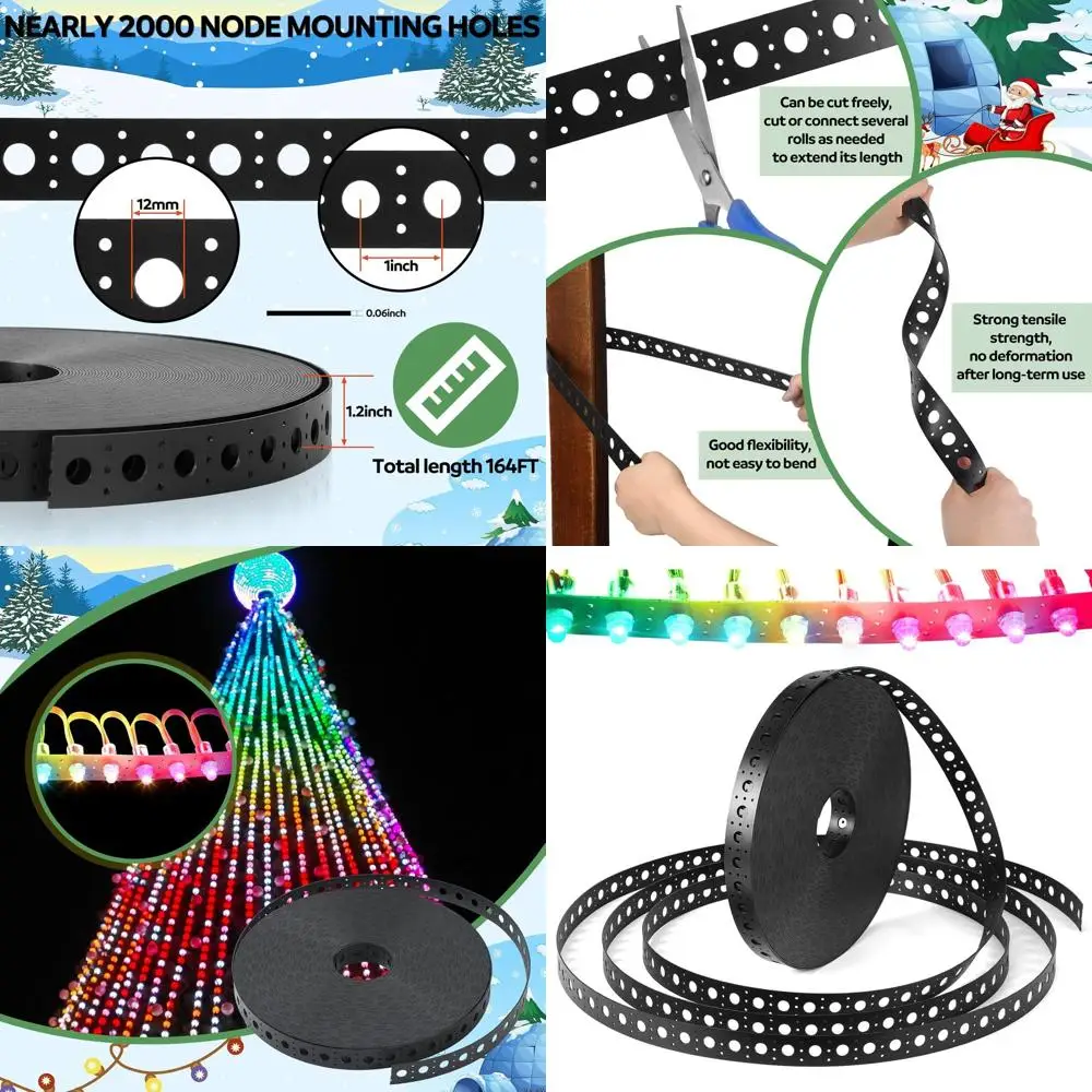 

Монтажная лента для светодиодных пикселей длиной 50 м, 164 фута, пластик HDPE, расстояние 1 отверстие, совместимость с узлом RGB 12 мм