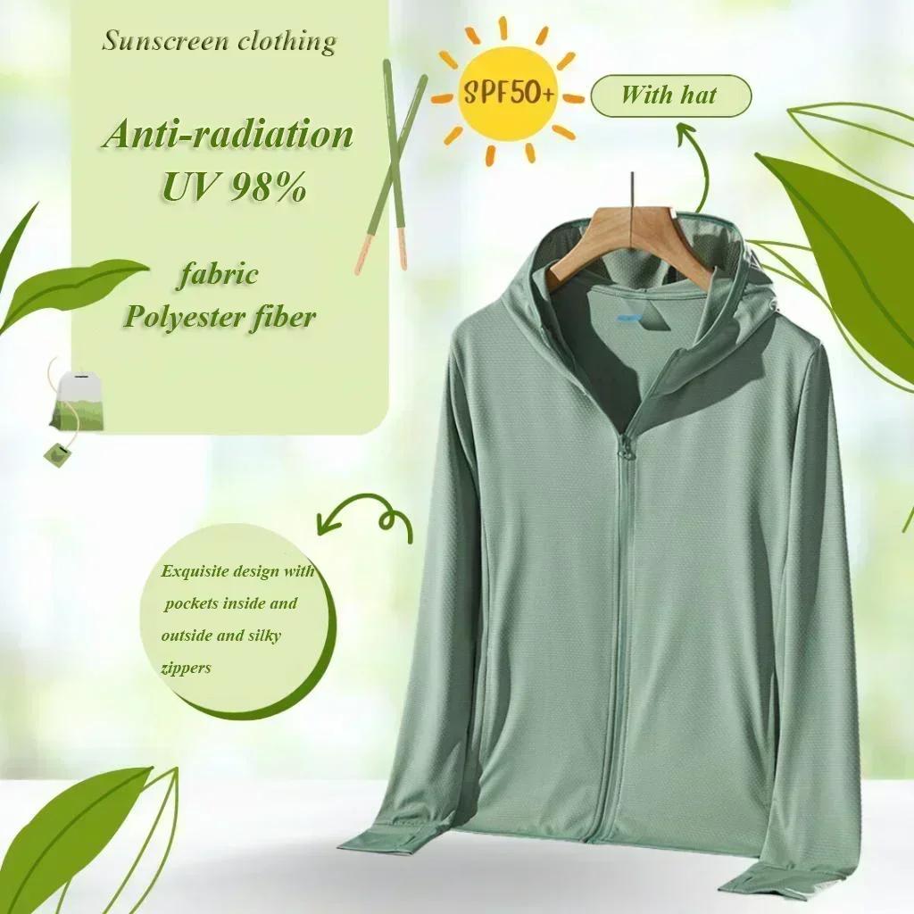 Upf50+ Sunscreen Clothing Women\'s Long-Sleeved Anti-Ultraviolet Sunscreen Jacket Men Breathable Outdoor Sportswear