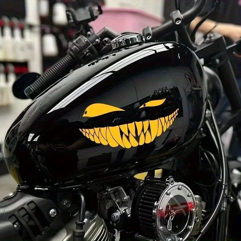 1PC '화난 짐승' 자동차 그릴 스티커 - 고품질 블랙 비닐 방수 데칼 자동차 전면 그릴 및 범퍼용 - 탈부착 가능