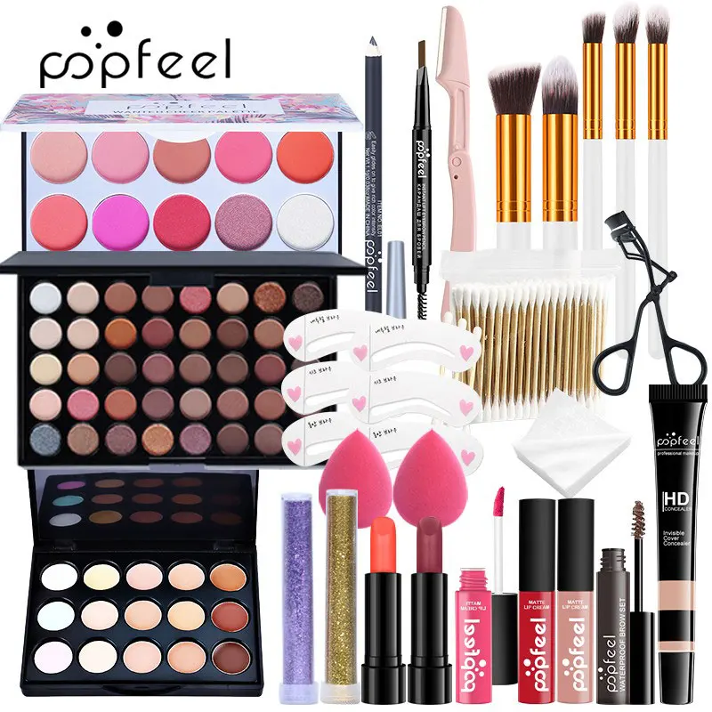 مجموعة مكياج الوجه الكاملة من POPFEEL - مجموعة مستحضرات تجميل متعددة الاستخدامات مع ظلال عيون وأحمر خدود وفرشاة للمبتدئين - فكرة هدية مثالية #2