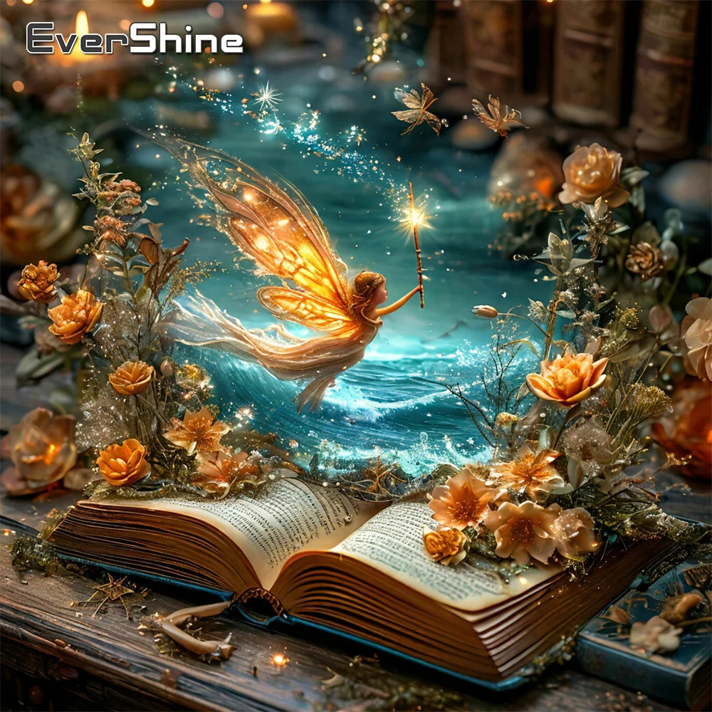 EverShine Diamant-Stickerei Landschaft Vollquadrat-Drucknägel Malerei Elfen Strass Bild Blumen Mosaik Buch 5D Kindergeschenk