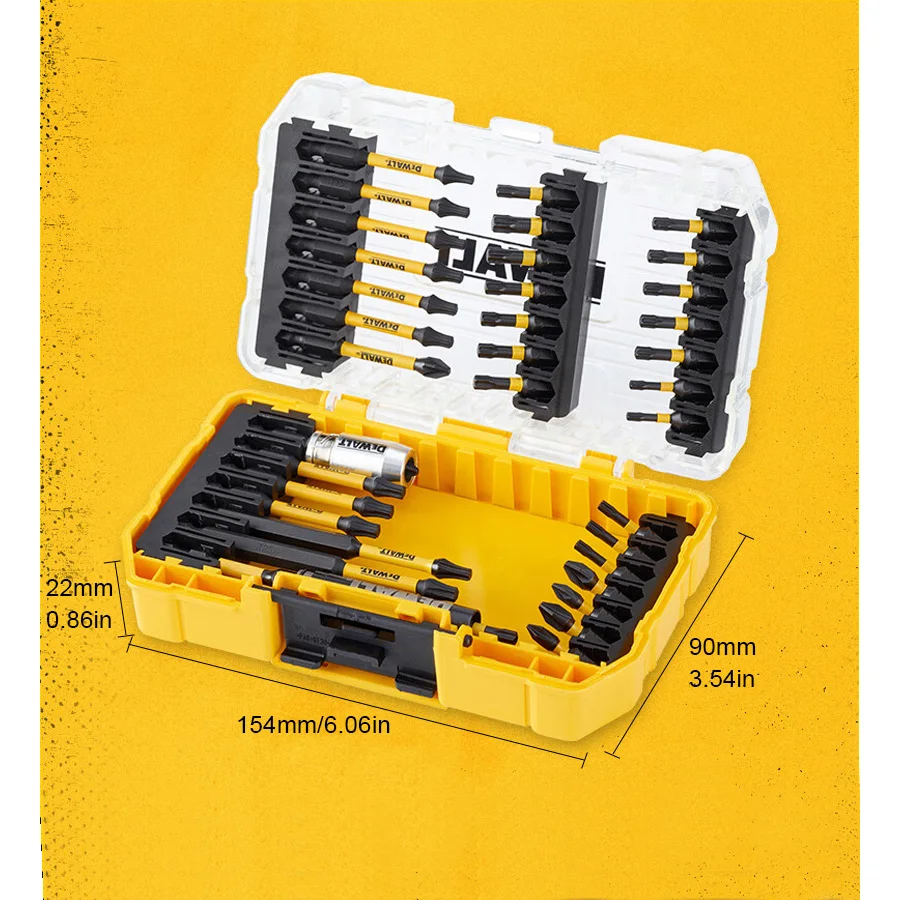 Imagem -03 - Dewalt-chave de Fenda Bit Conjunto com Case Resistente Profissionais e Passatempo Artesãos Preto e Amarelo Dt70734t-qz 29 Pcs