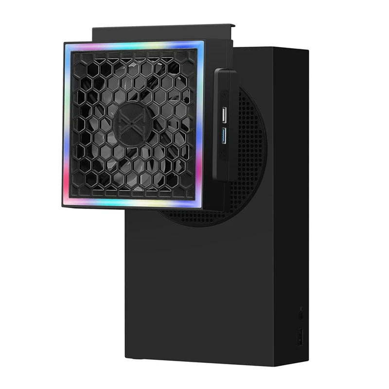1 PCS LED Cooling Fan 3 Gears Adjustable 5V 2.4A Cooling Fan Lights 7 Lighting For  Series S Modes Gaming Part Black