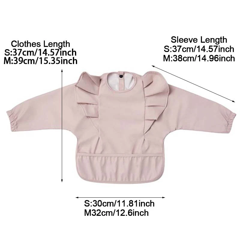 Сплошной цвет, детский нагрудник для кормления, водонепроницаемый детский халат с длинными рукавами и карманами, легко чистящиеся нагрудники для малышей