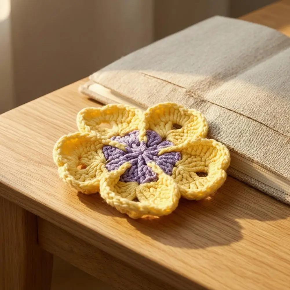 Heat Resistant Mug Coasters Handmade Crochet Flower Coasters Set Thermal Insulation Table Mats for Coffee Mugs Artistic Home