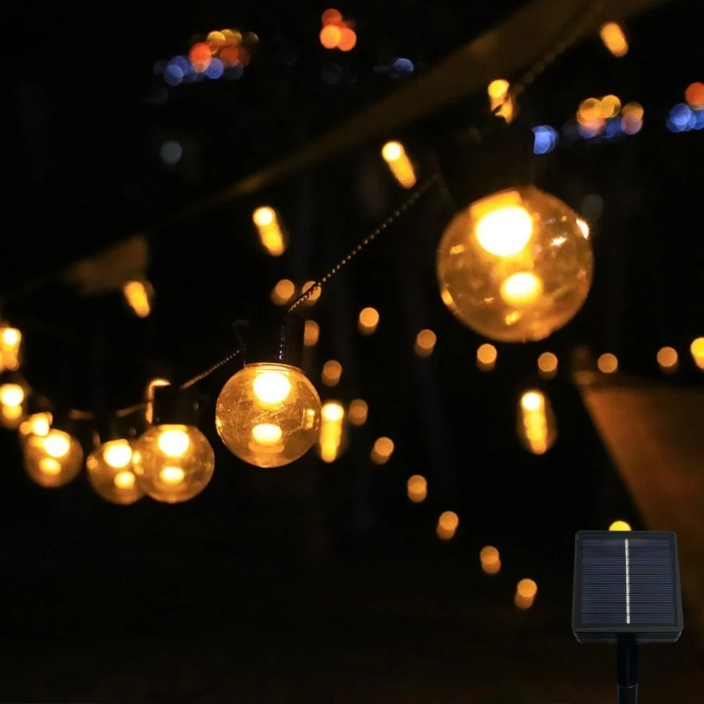 5M/8M Solar G40 LED Bulb String Lights Outdoor Decorative Fairy Lights for Backyard Balcony Gazebo Camping Holiday Party Decor
