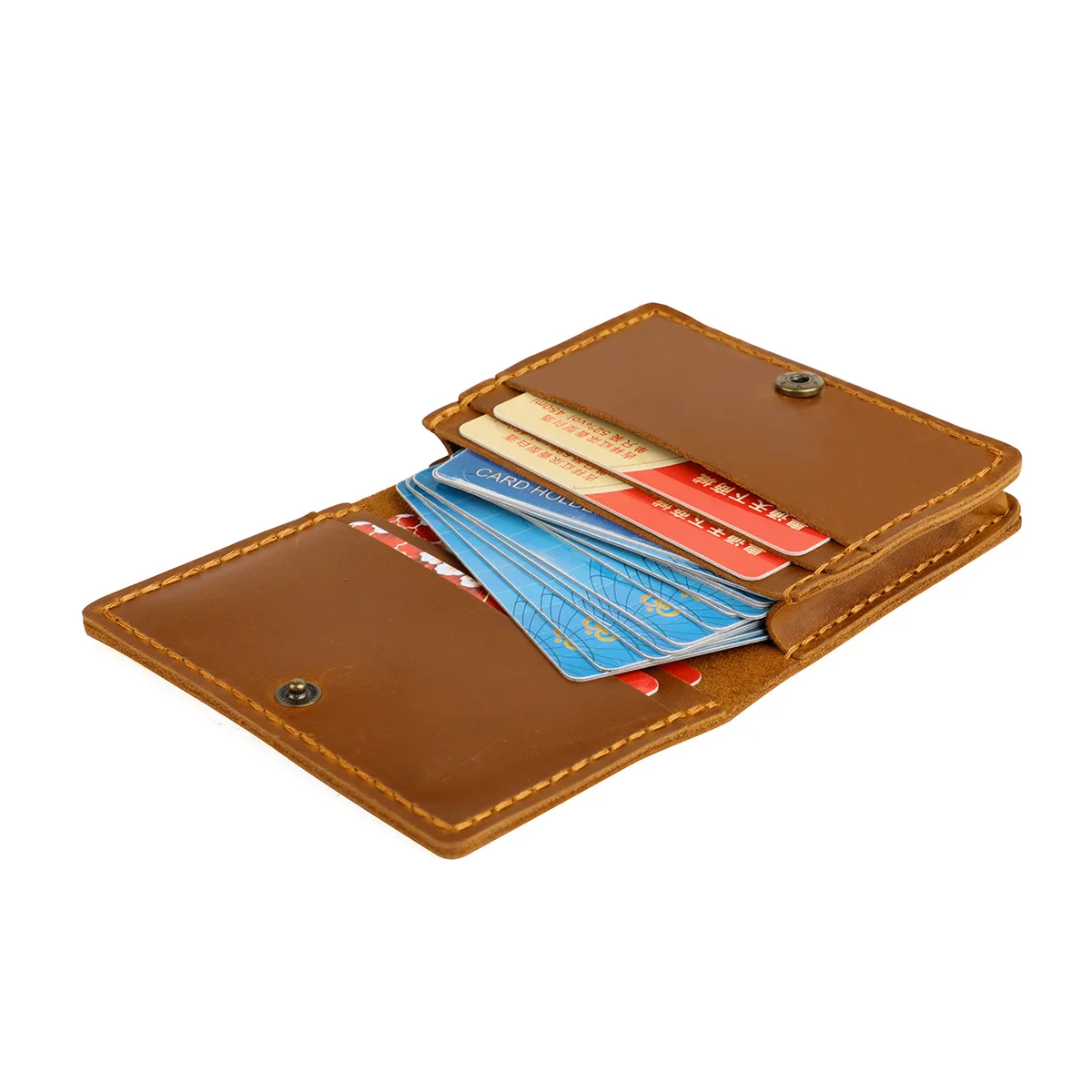 AIGUONIU คุณภาพสูงที่กําหนดเอง Crazy Horse หนังกระเป๋าสตางค์ Vintage บัตรเครดิตสําหรับชายกระเป๋าด้านหน้ากระเป๋าเหรียญ