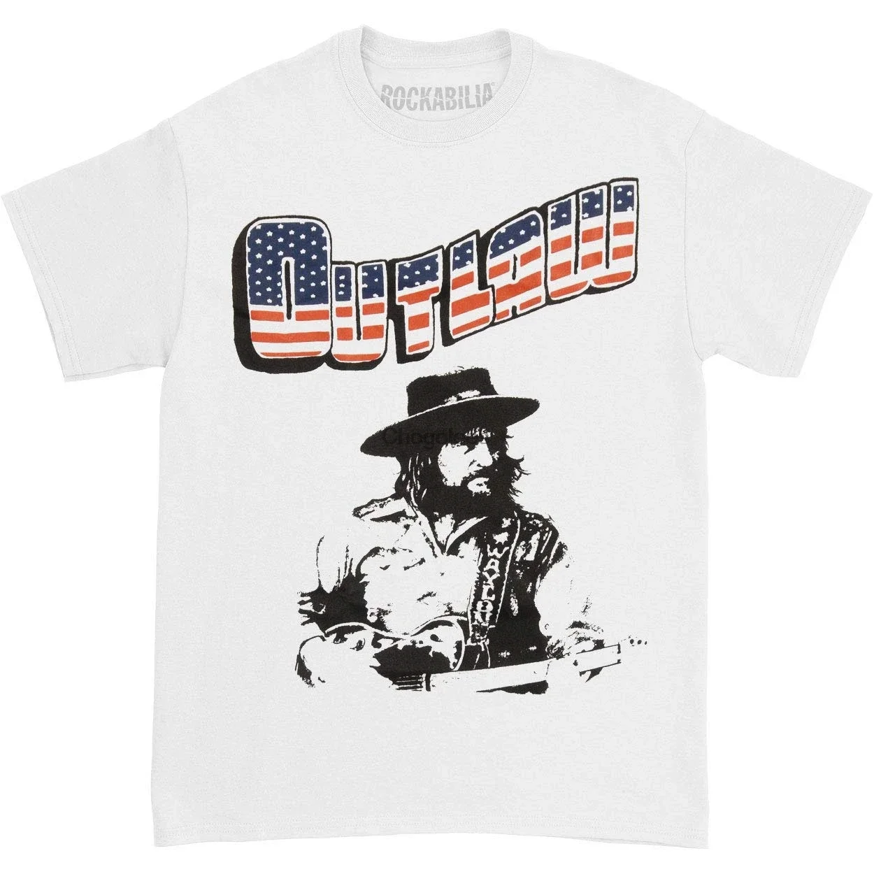 Waylon Jennings Men's Outlaw Tshirt White