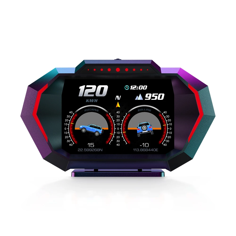 OBDII Smart Digital Tachometer Meter HUD P24 Auto Head Up Display OBD + GPS System Neigungsmesser Kraftstoff Verbrauch Übergeschwindigkeit alarm – Detail 32