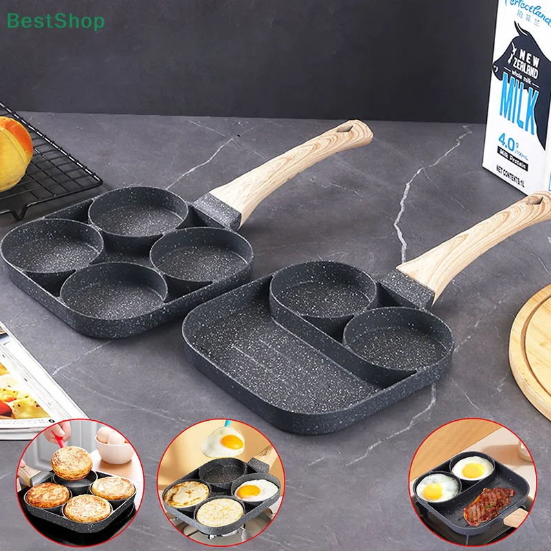

★★★Multifunctional Mini Omelette Pan With 3 Or 4 Partitions, Nonstick Hamburger Skillet