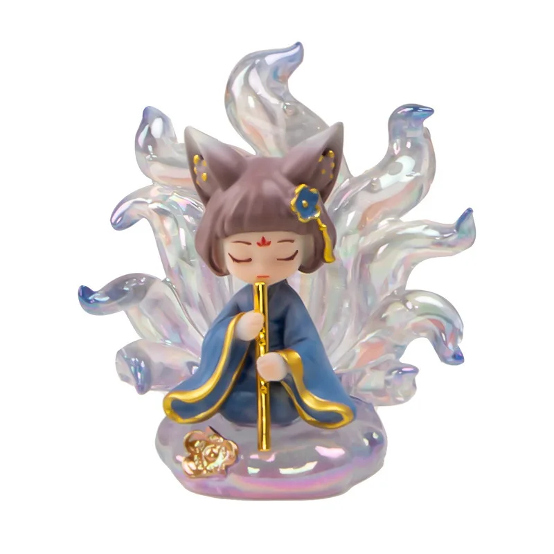 China-Chic Ancient Wisdom Immortal Nine Tailed Fox Blind Box Mysterious Box Chaozhou Play Figure Table Decoration Surprise Gift