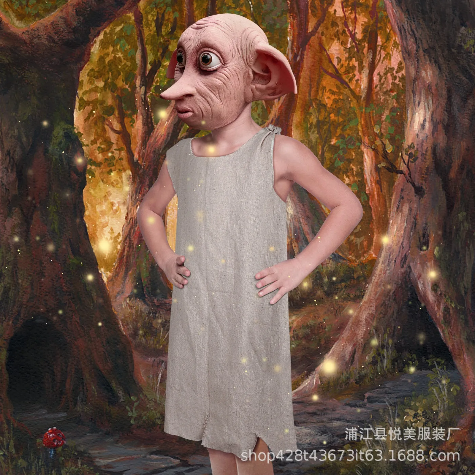 

Kids Dobby Halloween Cosplay Costumes with Mask Elf Party Toga
