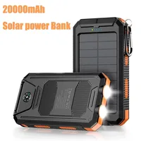2025 Hot Solar Power Bank 20000mAh Portable Large Capacity Charger Compatible with IOS Android USB output Fast Charging outdoor