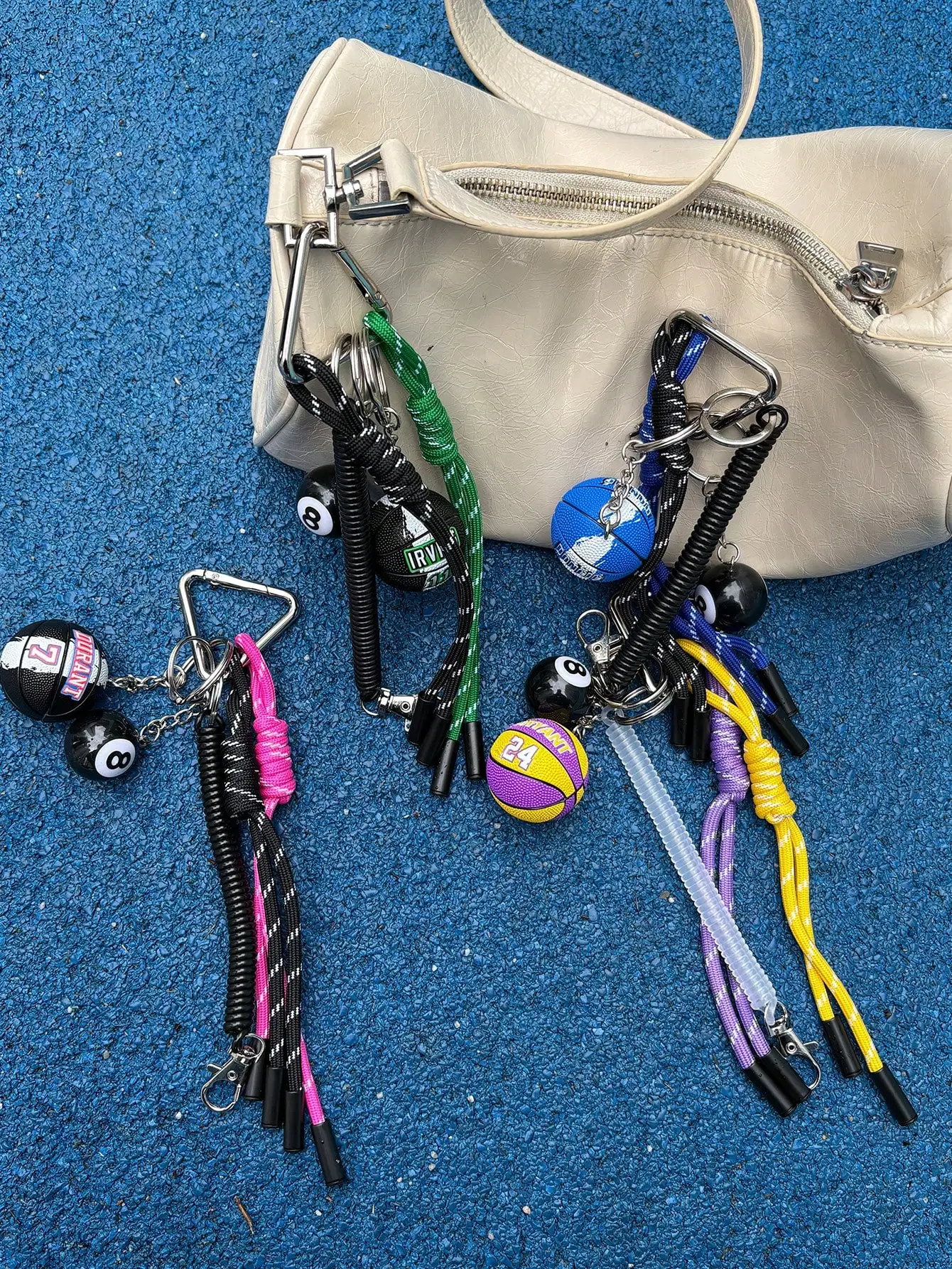 Original Design Basketball Star Series Bag Pendant Hand-woven Rope Keychain Color Blocking Sports Style keyring Birthday Gift