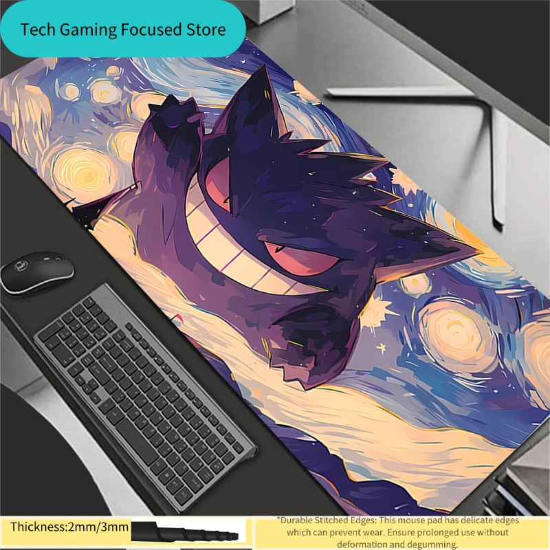 

Mouse Pad P-Pokemons G-Gengar Anime Gaming Accessories Mousepad Gamer PC Completo Computer Keyboard Desk Mat Varmilo