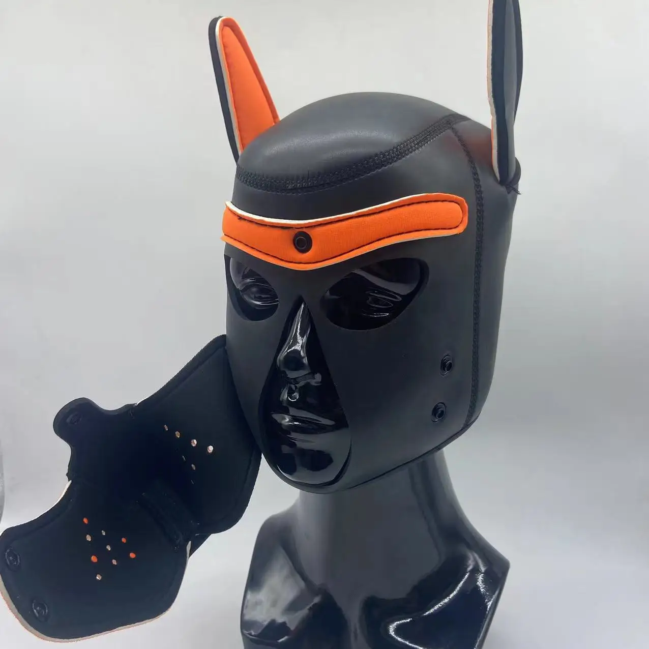 New Orange Black L Increase Large Size Puppy Cosplay Costumes of L Code Brand Padded Rubber Full Head Hood Mask for Dog Roleplay