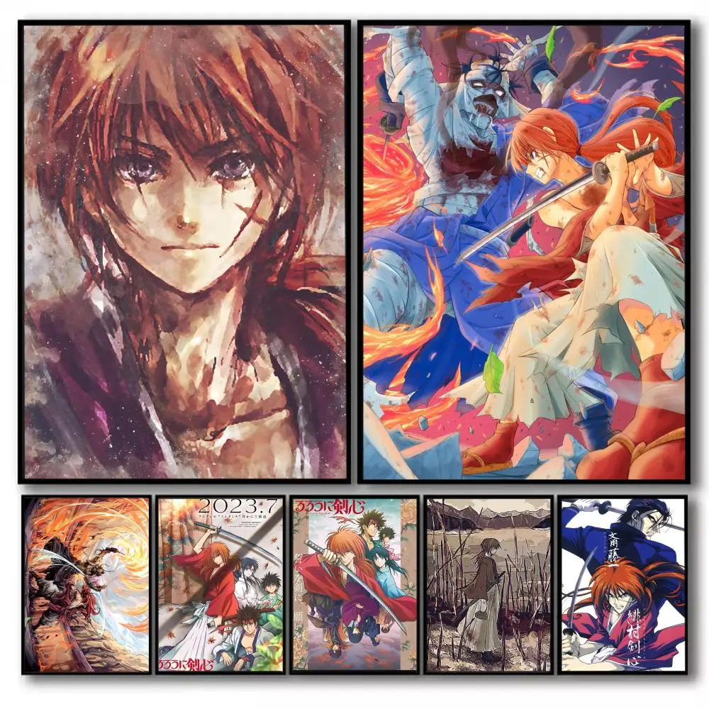 R-Rurouni K-Kenshin Painting Calligraphy Canvas Poster Art for Bedroom Living Room Home Decor Wall Decoration Decals Gift