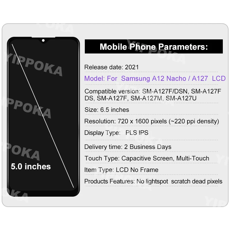 For Samsung Galaxy A12 Nacho LCD Display A127 Touch Screen Digitizer Assembly Replace Parts For SM-A127U SM-A127F SM-A127M LCD