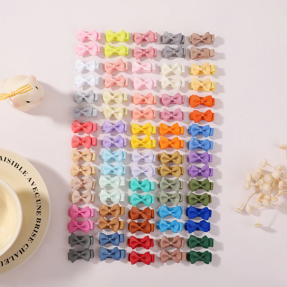 40/80 Stück Zufällige Farbe Band Mini Haarschleifen Clips für Baby Mädchen Handgefertigte Schleife Haarnadeln Kopfbedeckung Kleinkinder Haarschmuck