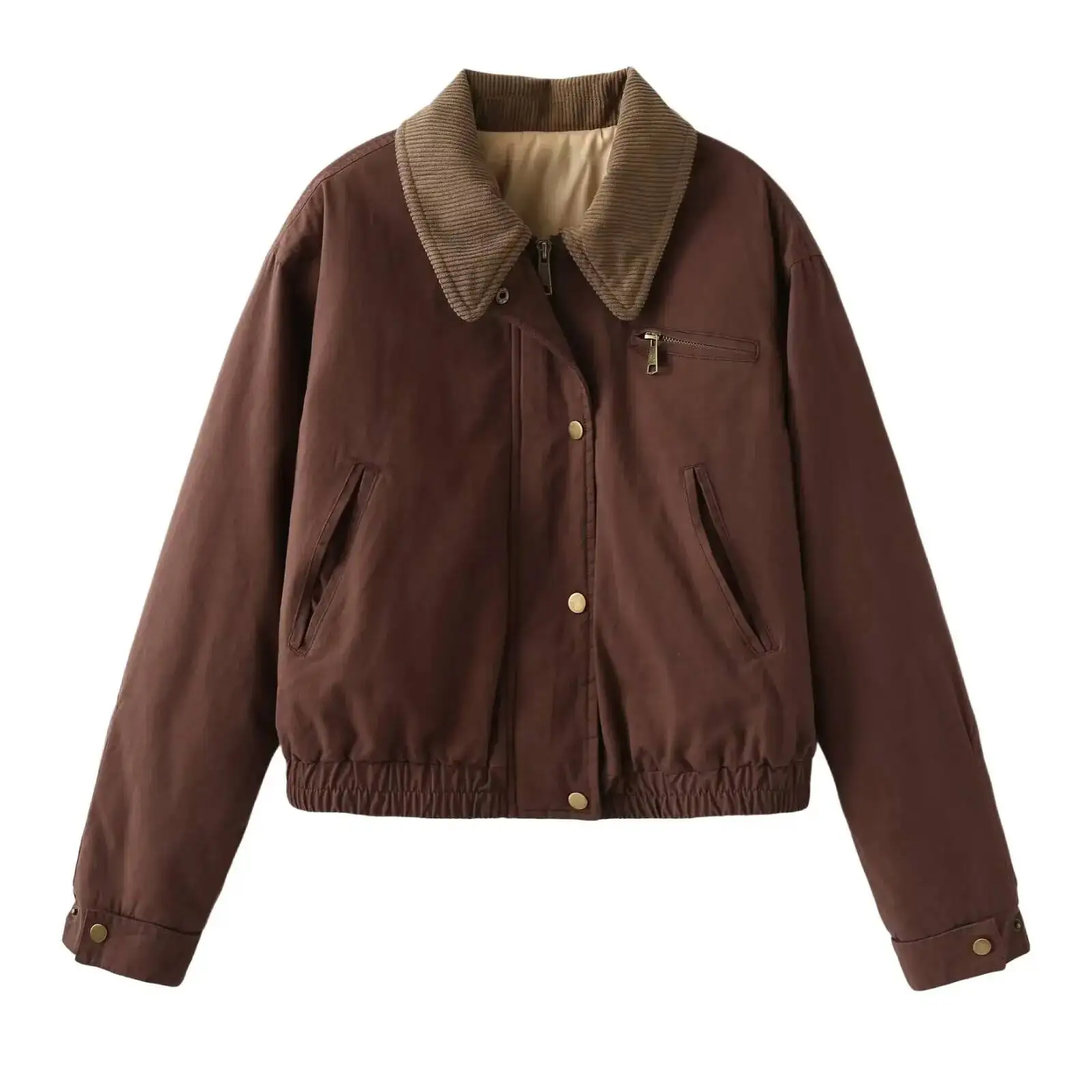 

Women's Parkas Jacket Cargo Outwear Long Sleeve Coat Solid Inszartrafaf With Button Patchwork Pockets Casaco Feminino Inverno