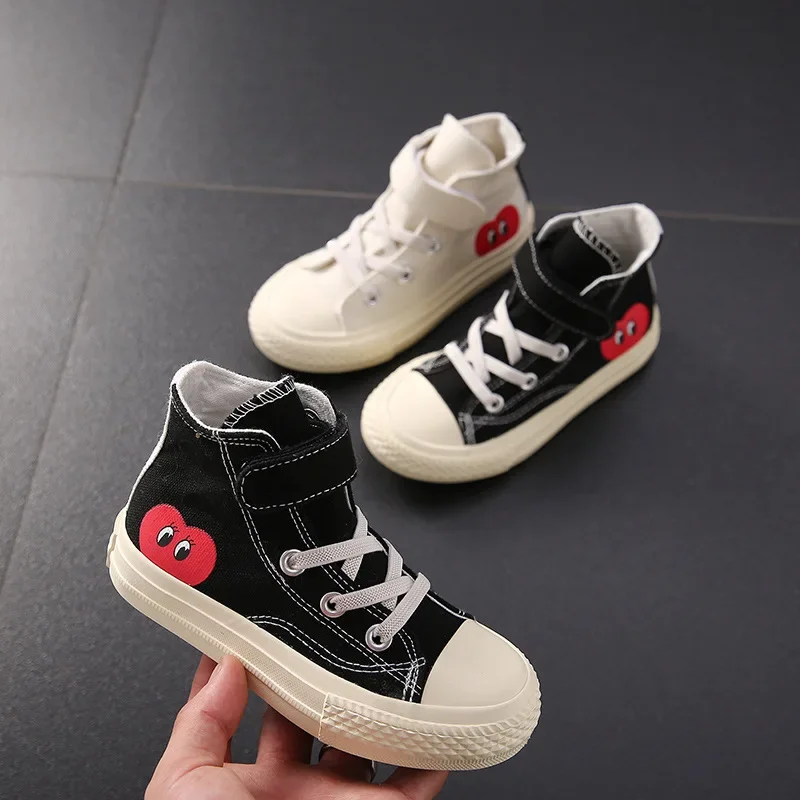 Scarpe di tela alte per bambini Toddler Kids leggero traspirante Lace Up Hook Loop Slip on Shoes Comfort Casual Board Shoes