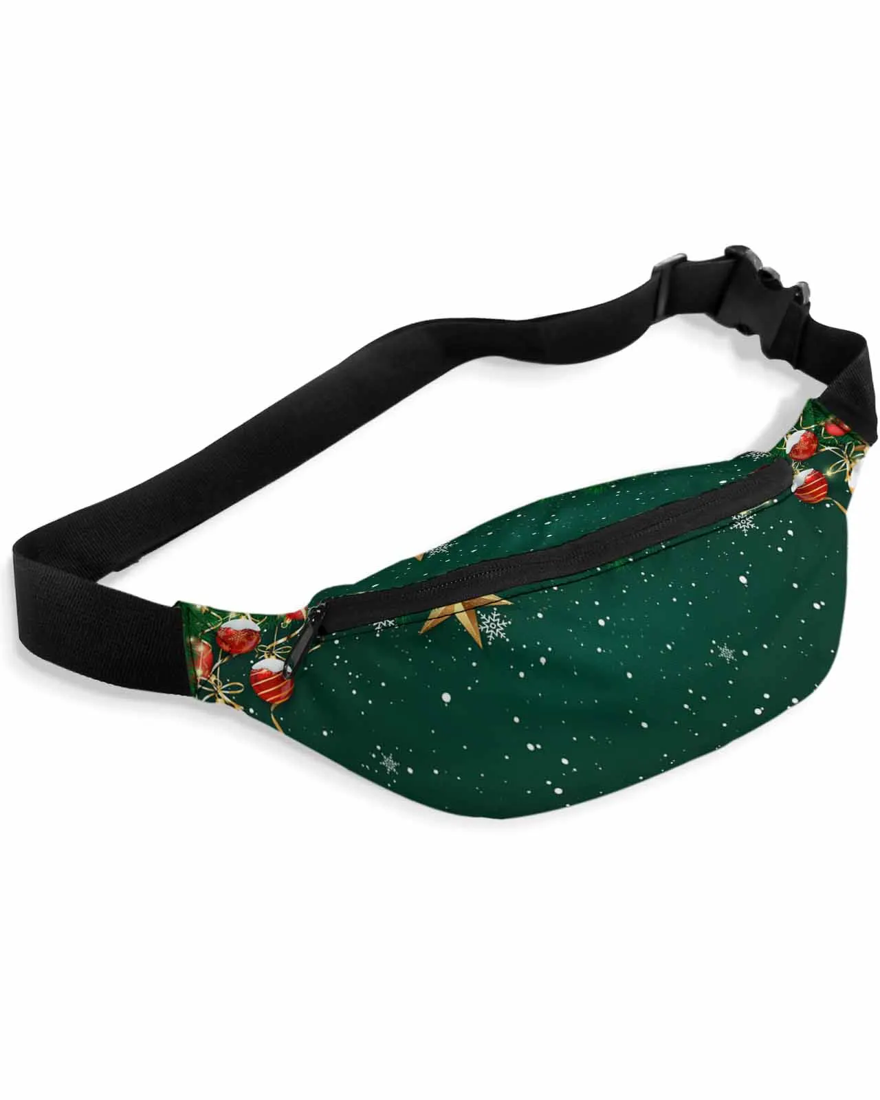 Christmas Lantern Ball Pine Ribbon Snowflake Star Waist Bag Fanny Pack Belt Bag Wallet Pouch Waterproof Banana Hip Bags