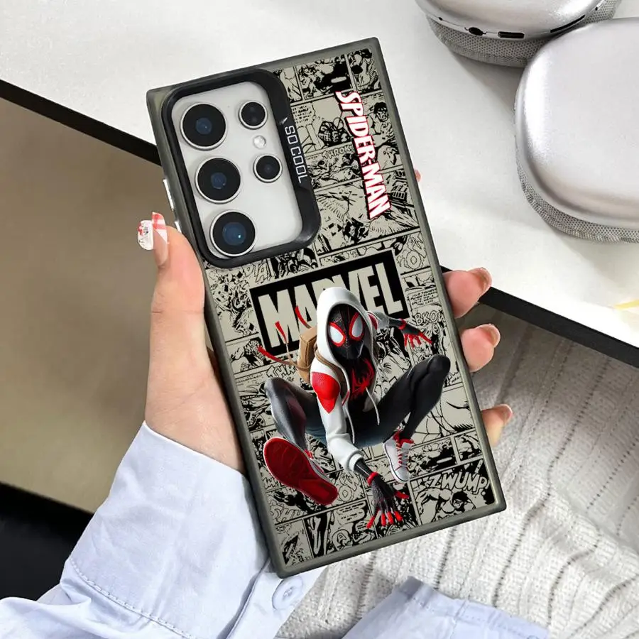 Marvel Spiderman Black Panther Case for Samsung Galaxy S24 Ultra S23 S20 FE S22 S21 Plus S24+ Funda Colored Silver Phone Cover