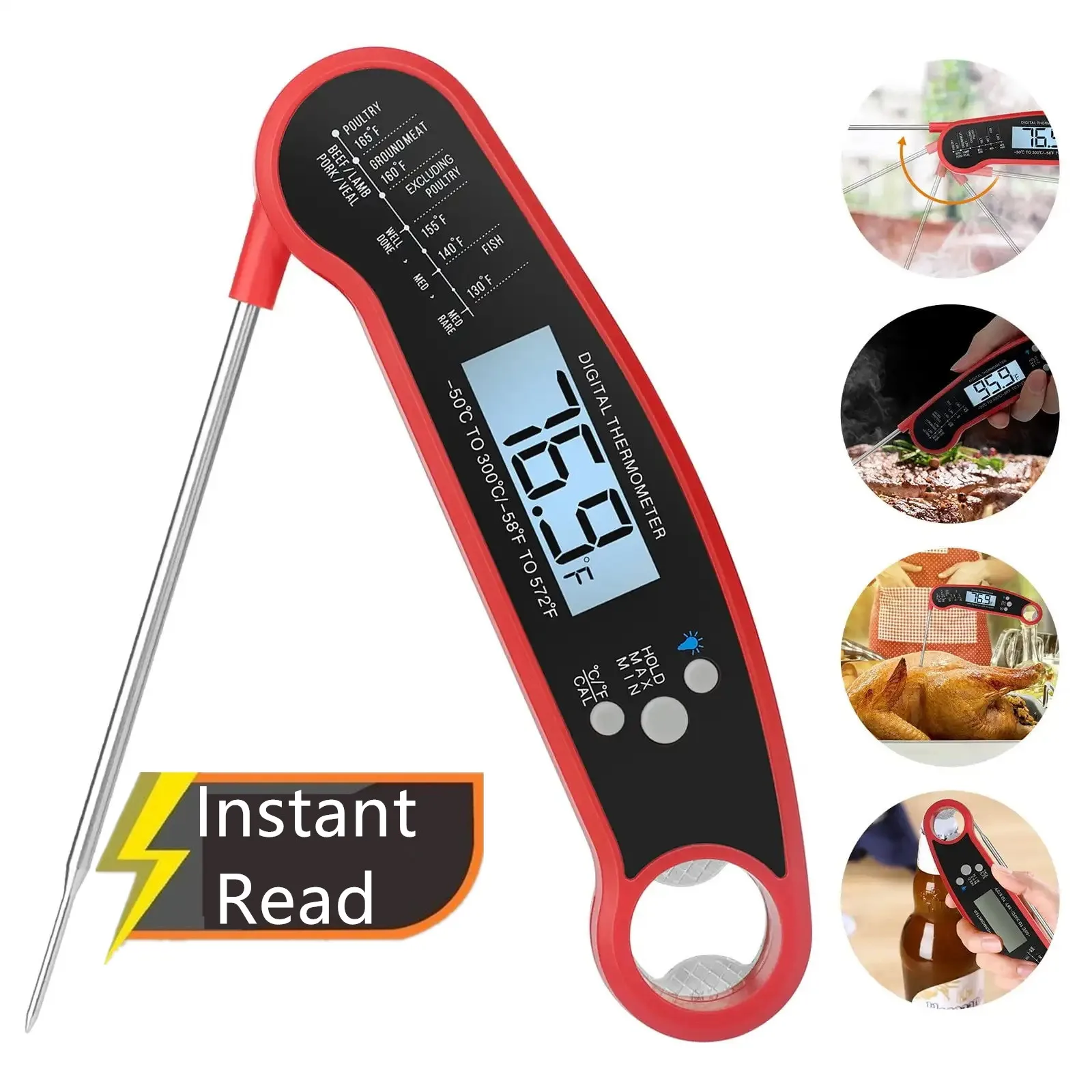 Digital Kitchen Food Digital Thermometer For Meat Water Milk Cooking Grilling Outdoor BBQ Waterproof Instant Read