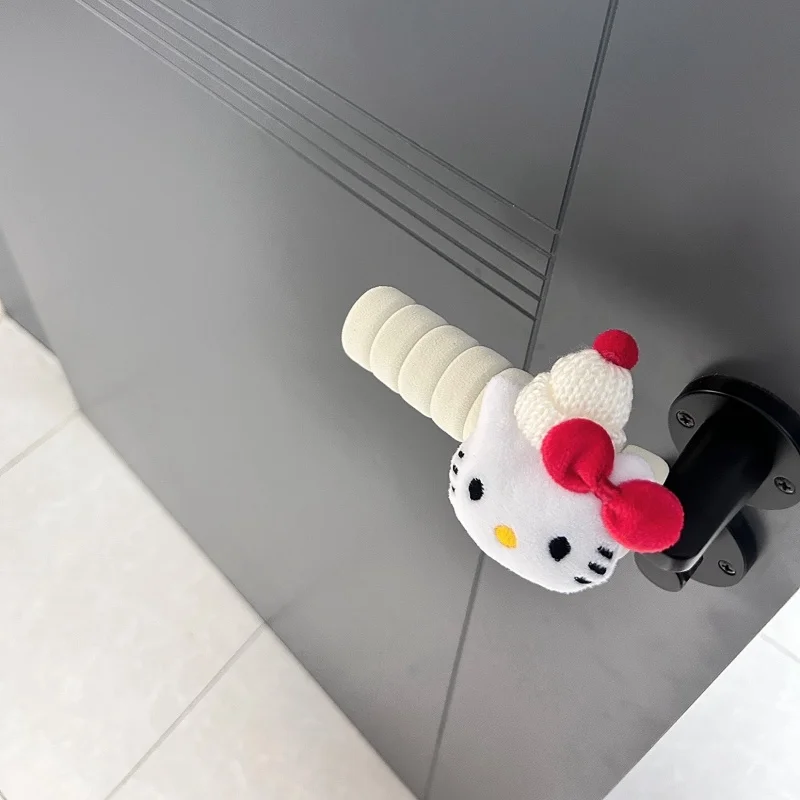 Sanrio Hello Kitty Strickmütze, weicher Plüsch, Türgriff, Handschuhe, Wandpuffer, Kissen, Zimmertür, Dekoration, Lunchbox, Zubehör, Geschenk