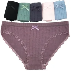 Womens Underwear Hipster Cotton Briefs Low Waist Everyday Style Solid Sexy Panties Ladies Knickers Lingerie 6 Pcs/set