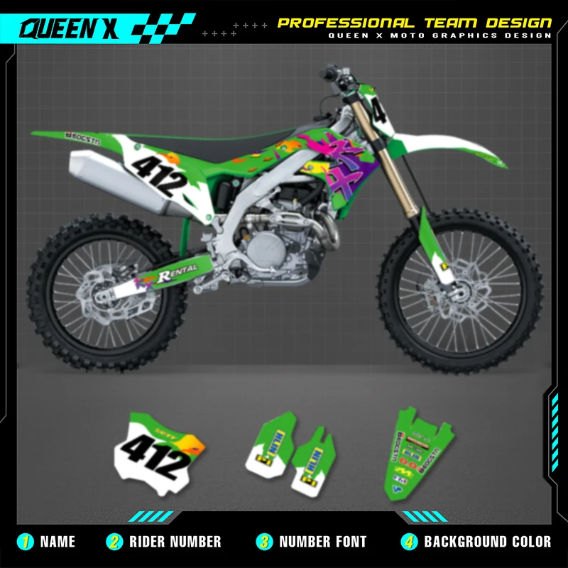 

Queen X MOTOR для KAWASAKI KXF450 KX 450 2019 2020 2021 2022 2023 KXF250 KXF 250 2021-2024 мотоциклетные графические наклейки, наклейки