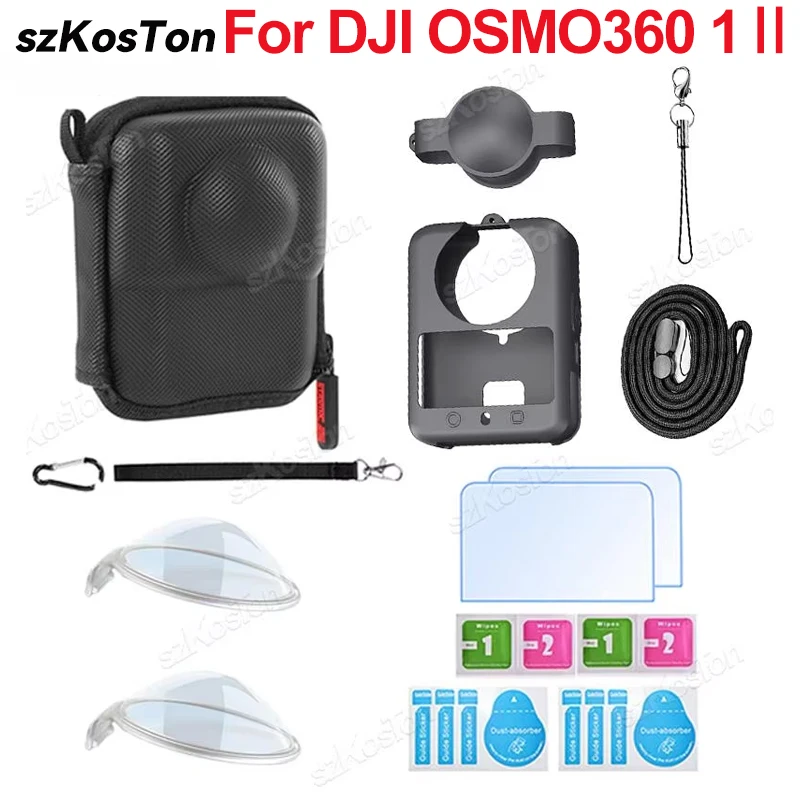 Für DJI OSMO 360 1 2 Ⅱ Kamera Schutz-Zubehör-Set Objektivschutz Silikon-Schutzhülle Displayschutzfolien Kameratasche