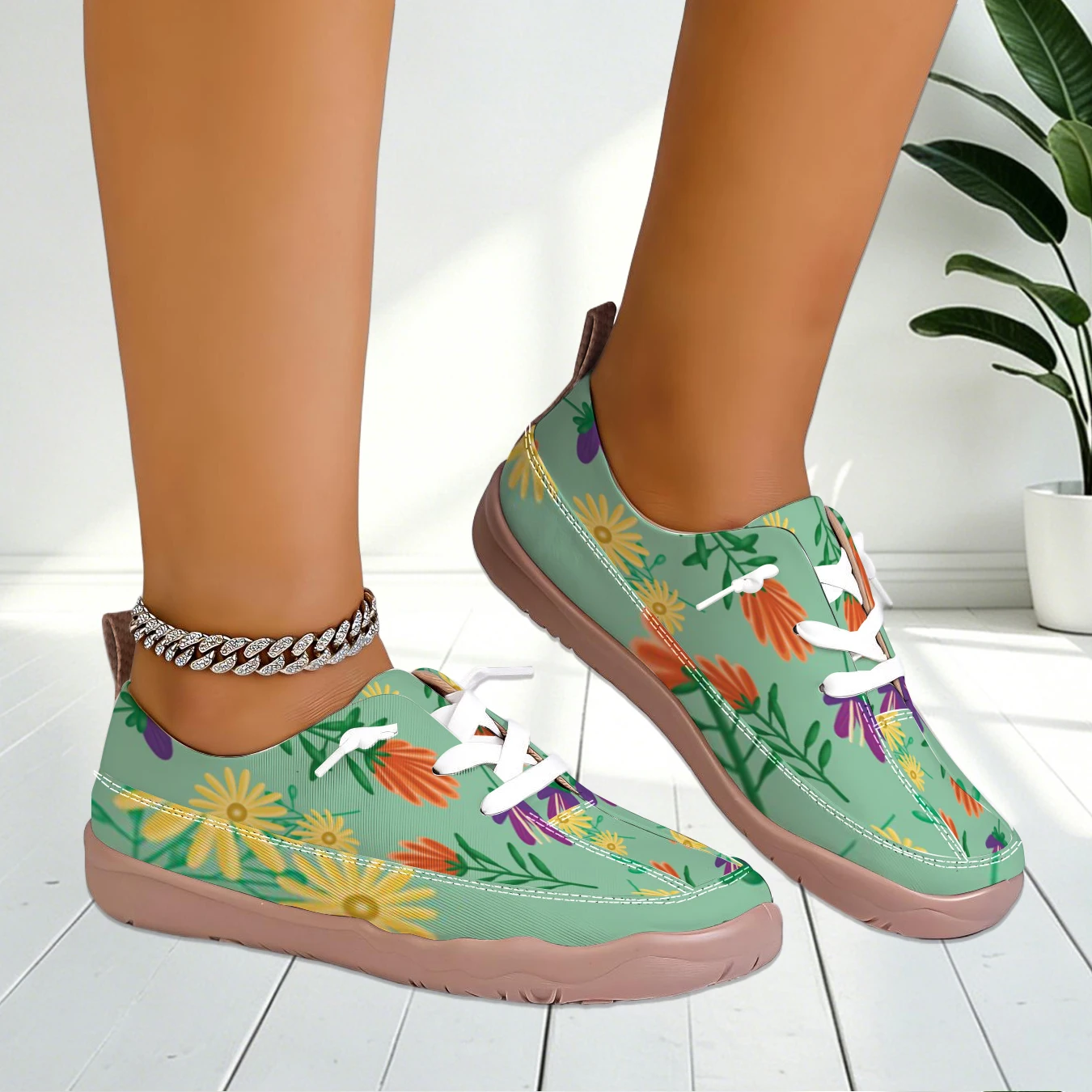 Casual Shoes Floral Print Wide Toe Box Flat Structure Countryside Comfort Style Outdoor Walking Travel Daily Leisure Women view 4