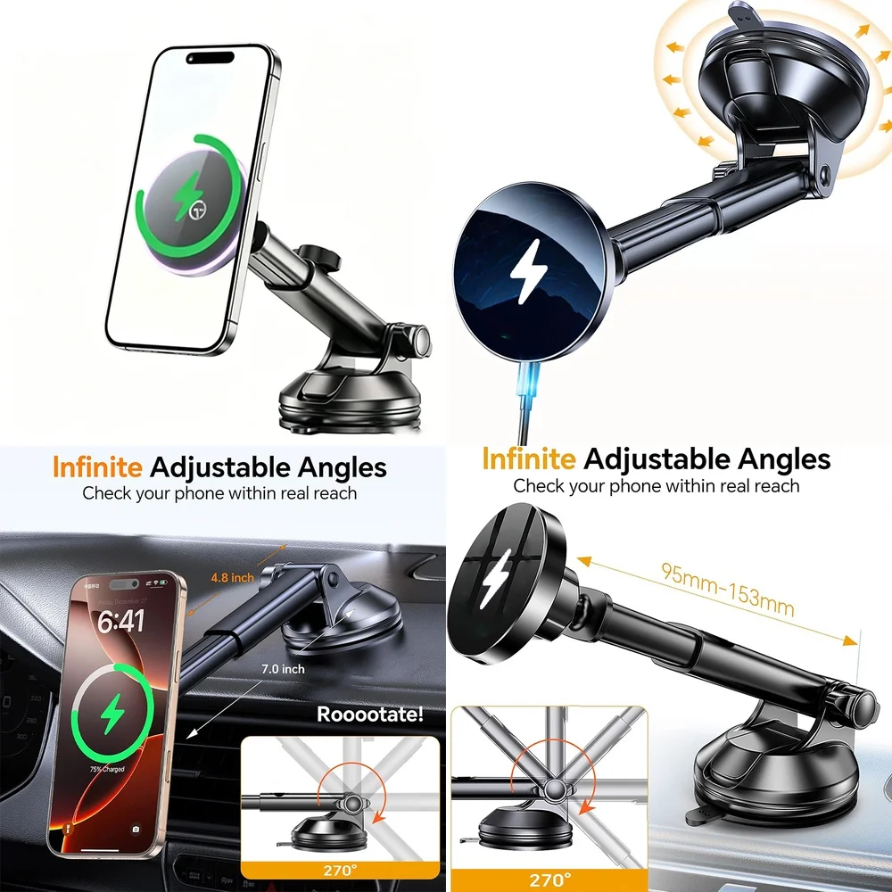 2026 Trending Consumer Electronics Magnetic Wireless Car Charger Fast Charging Dashboard Car Phone Holder New Chargers Adapters