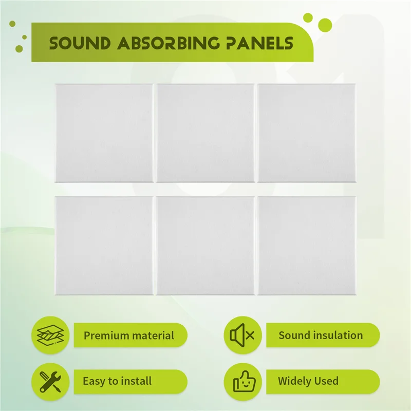 TURE 6PCS Acoustic Absorption Panel 12Inch X 12Inch X 0.4Inch Sound Proof Padding For Echo Bass Isolation For Acoustic