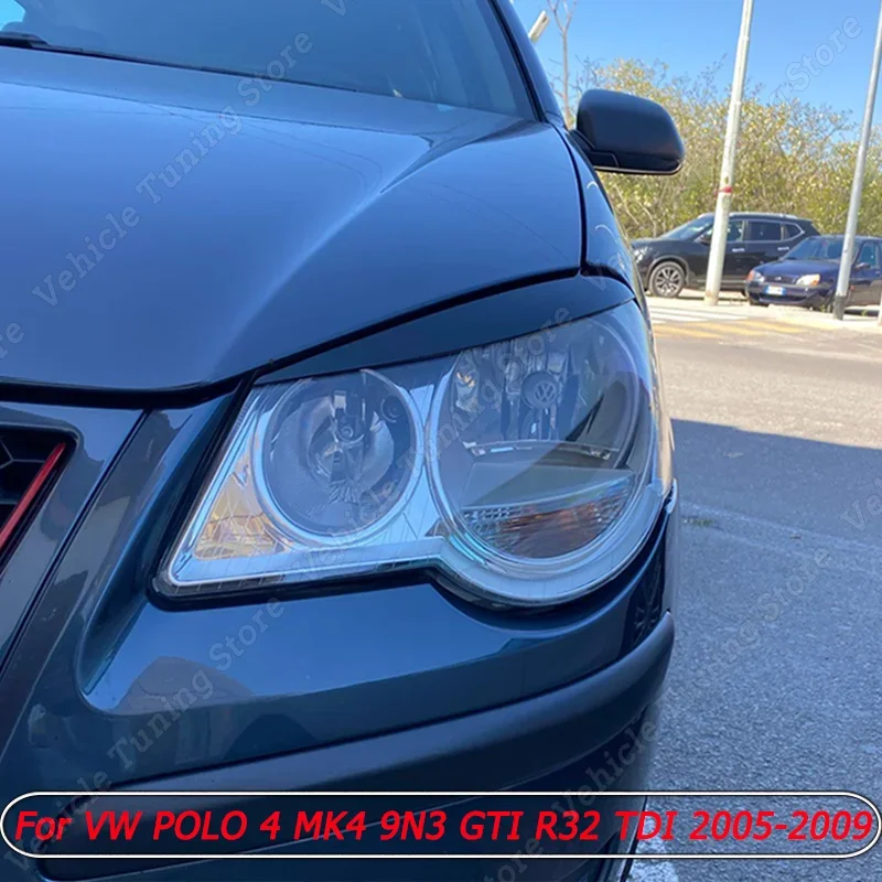 

Накладки на веки для фар, бровей, век, крышек для глаз, наклейка, отделка для VW POLO 4 MK4 9N3 GTI R32 TDI 2005 2006 2007 2008 глянцевый черный