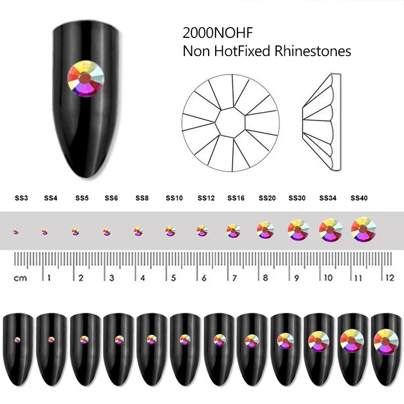 Atacado 14400 pçs/saco cristal ab glitter não hotfix strass unhas encantos acessórios de diamante para decoração da arte do prego