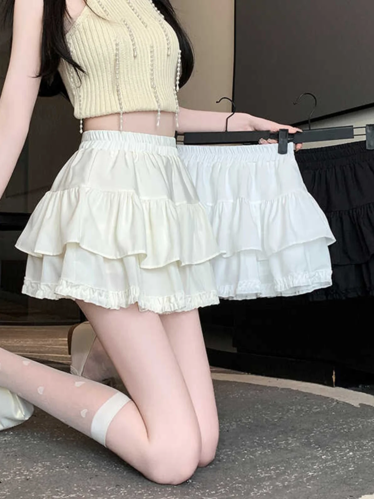 

Пышная короткая юбка пастельно-розового цвета с высокой талией, предотвращающая просвечивание, в стиле «торт» (A-силуэт), универсальная, для ранней весны, для повседневной носки