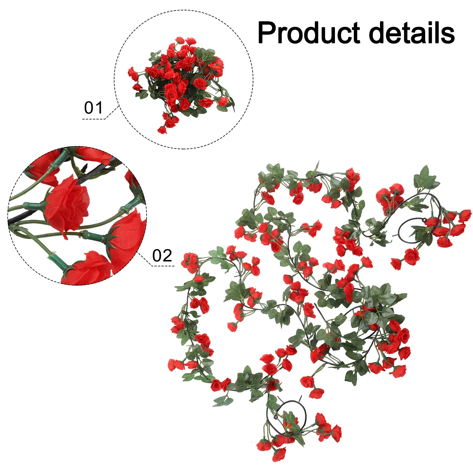 

Artificial Flowers Event Flower Garnish Artificial Rose Vines Easy To Install Lightweight Design Long-lasting Material