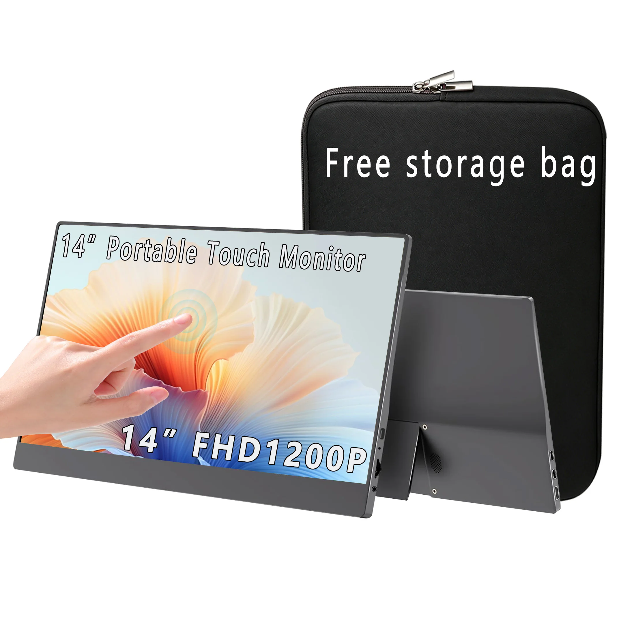 14 Inch Portable Touch Monitor 1920*1200P IPS With Type-C Mini HDMI Can One line link For Laptop Phone PS4/5 XBox Mac TV Switch