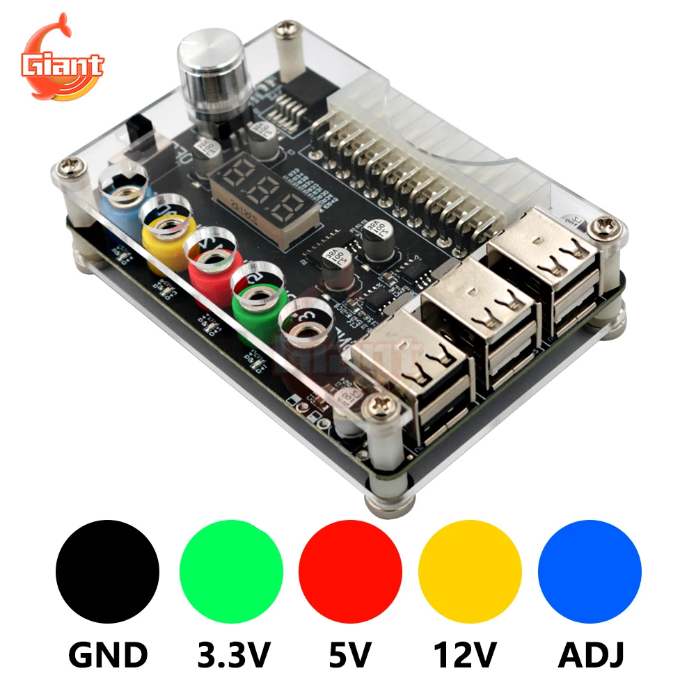 Atx Power Supply Breakout Board Adaptador de Alimentação Módulo Conector Tensão Ajustável Power Transfer Board 24pin Usb 2.0