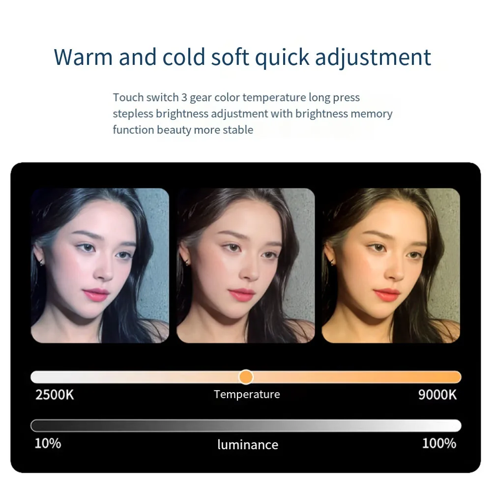 Luz para selfie regulable Ideal para creadores de contenido Características de base magnética y funcionalidad de batería recargable