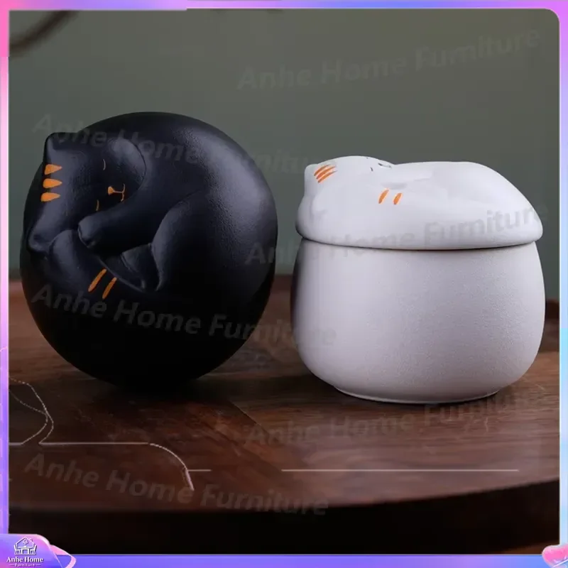 150ml Ceramic Pet Urn for Ashes Cute Dog Cat Cremation Box Sealed Memorial Casket Paw Keepsake Jar Small Animal Funeral