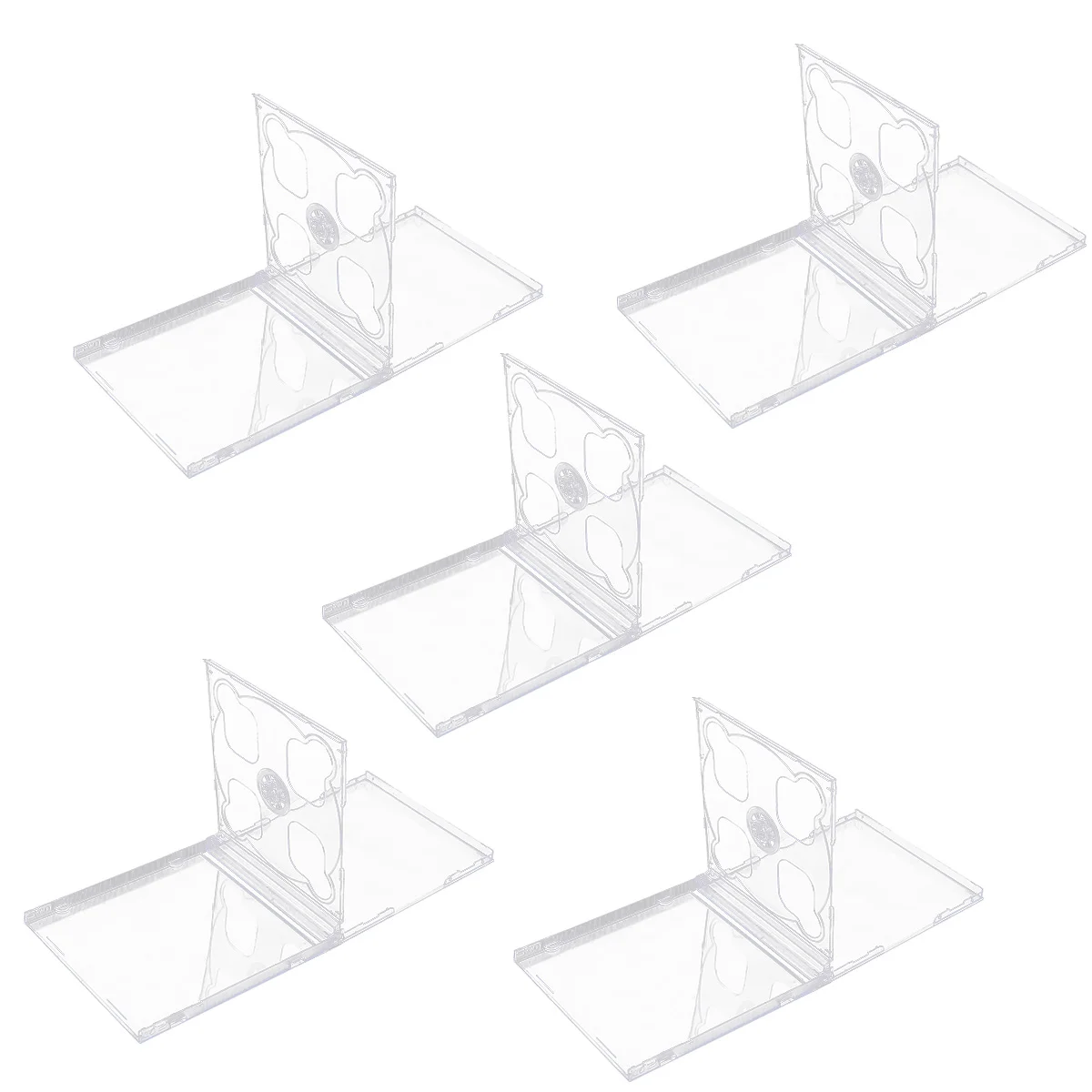 5pcs Dual Jewel Case with Assembled Clear Tray Standard Empty Clear Replacement DVD Case Portable Package Case (Transparent)