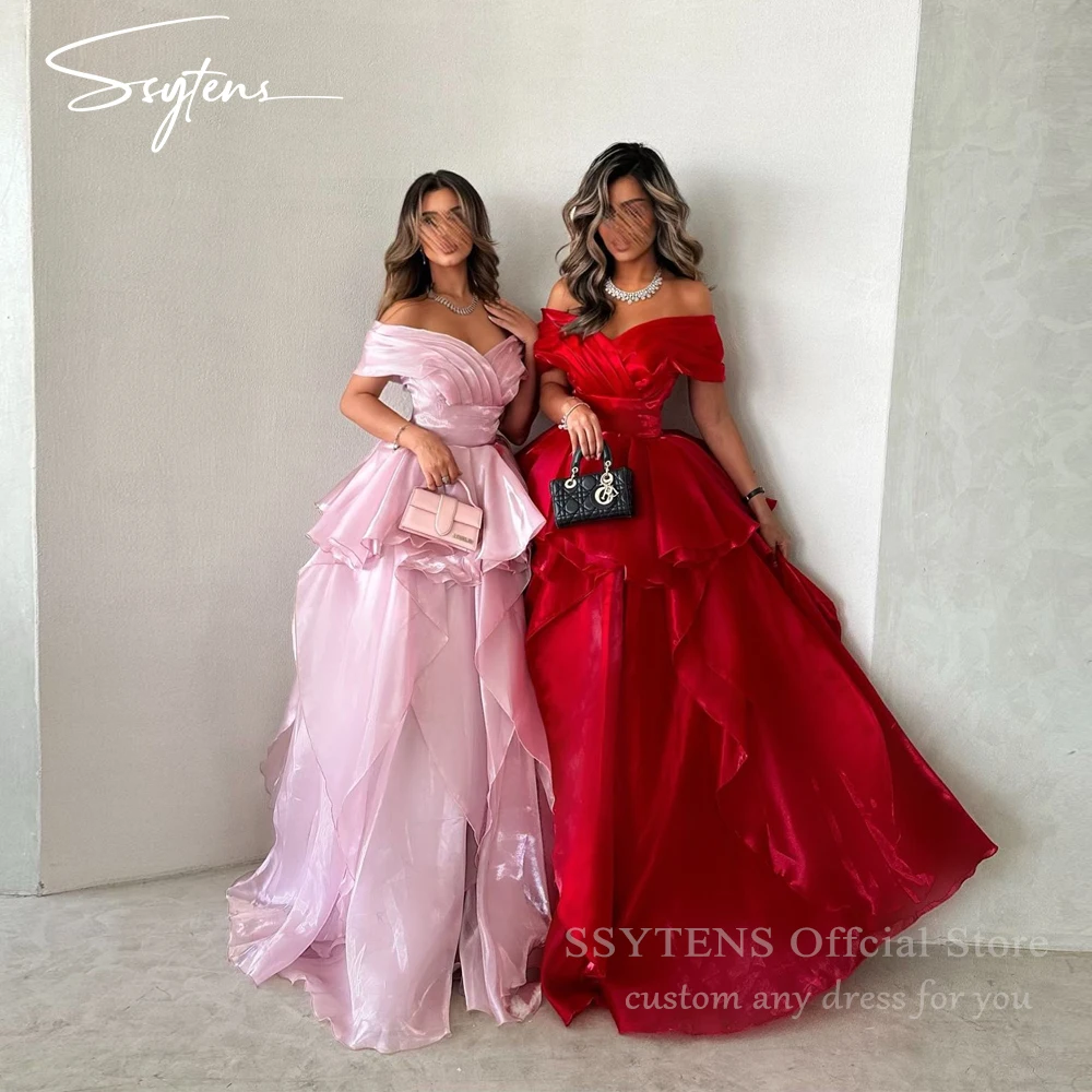 

SSYTENS Saudi Arabic Elegant Prom Dresses Ruffles Tiered Organza Evening Gowns Off-shoulder Long Custom Occasion Party Dress