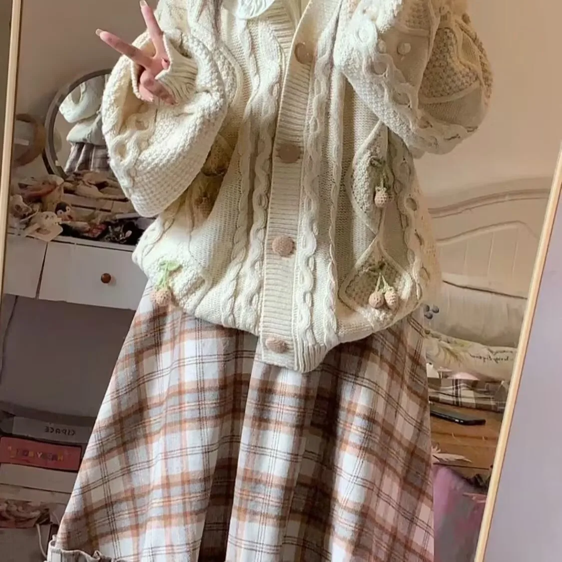 Spódniczka w kratę Lolita dla kobiet, słodka, kawaii, szykowna, vintage, jesienno-zimowa, w stylu preppy, uniwersalna, spódnice Harajuku Kawaii, odzież Y2k