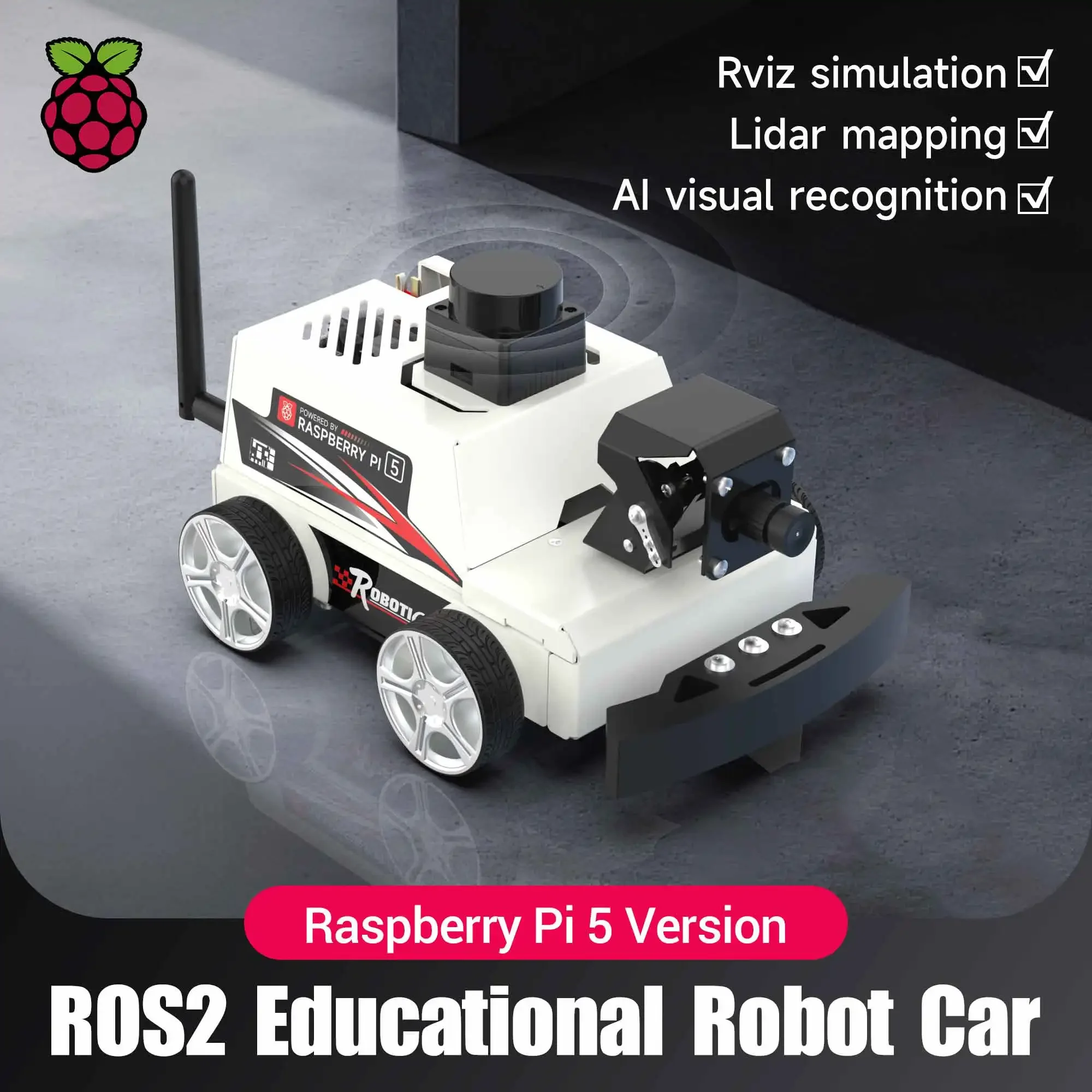 

Автомобильный образовательный робот Raspberry Pi 5 ROS2 с поддержкой лидара MS200 TOF SLAM Картографическая навигация AI Визуальное распознавание Python3