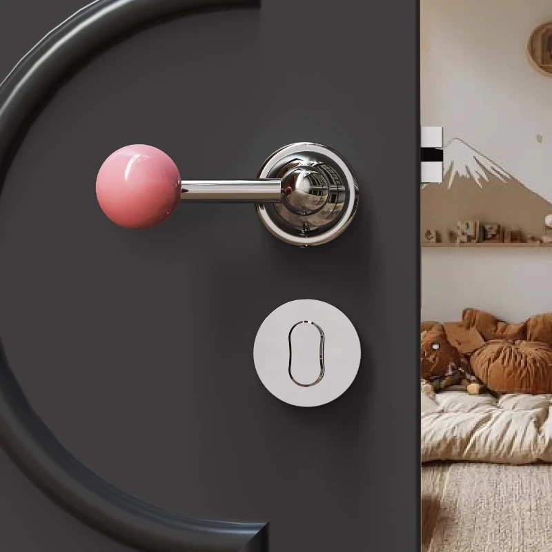 Dopamine Kids Door Knob Retro Minimalist Wooden Lock Silent Magnetic Latch Children Bedroom Furniture Hardware Accessory
