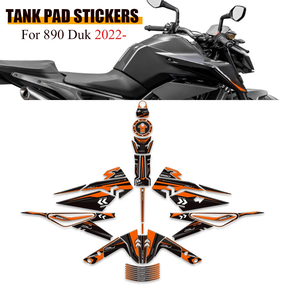 

2021 2022 For 890 Duk Motorcycle Fairing Fender Protector Tank Pad Side Grips Gas Fuel Oil Kit Knee Stickers Decals 2023 2024